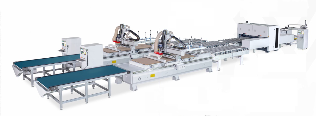 12把刀直排式换刀+自动上下料加工中心 贴标 开料 打孔 雕刻多功能一体